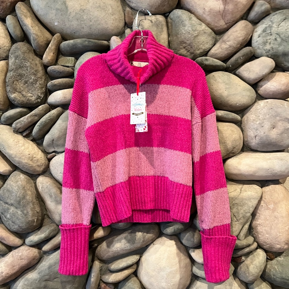 NWT - Striped Pink Rose Sweater - Size Medium